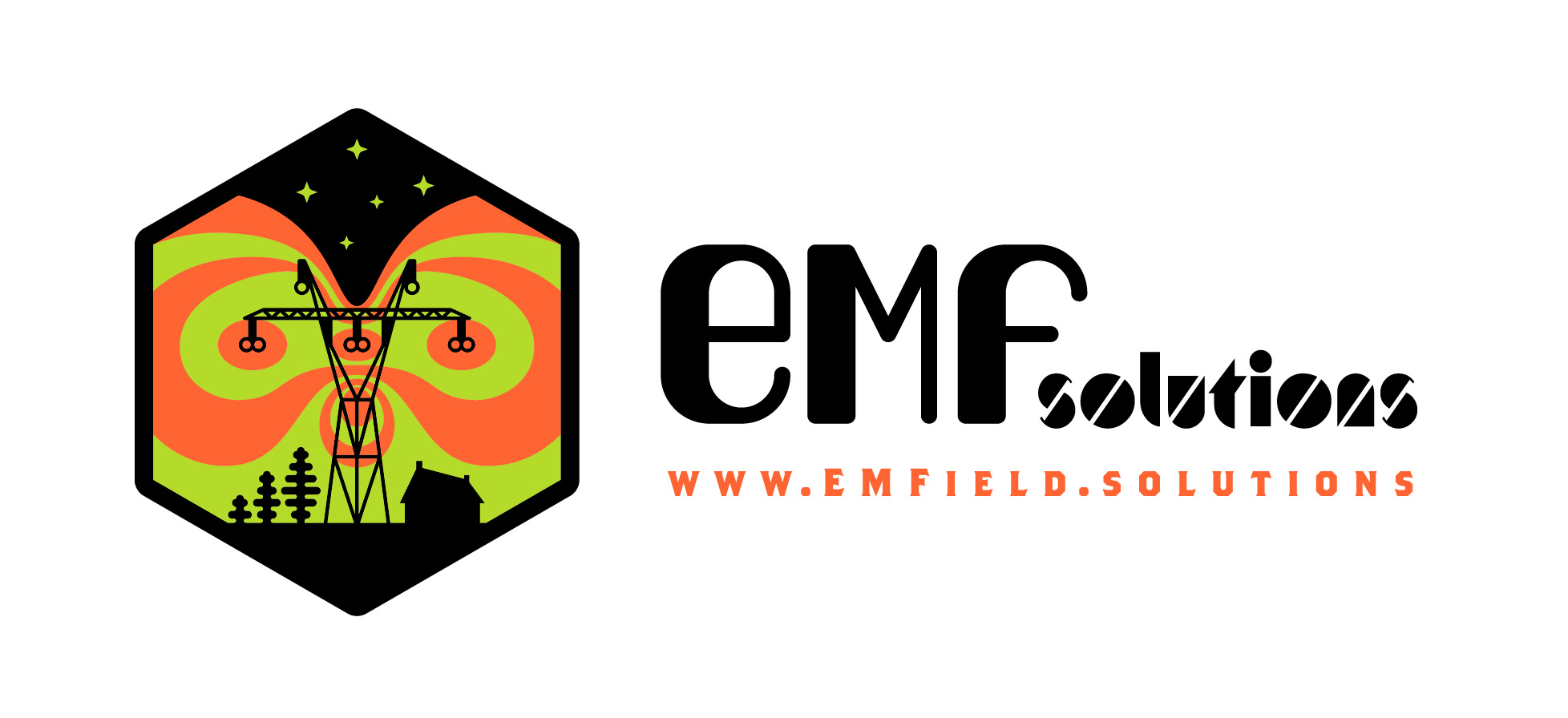 Hexagon shaped logo image for EMF Solutions